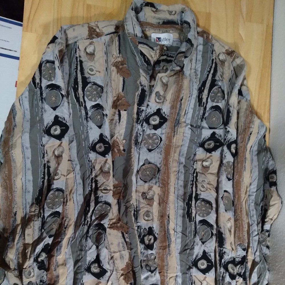Vintage Abstract Pattern Button Down Shirt